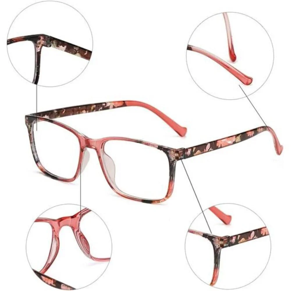 4-Pack Stylish Reading Glasses Colorful Anti-Blue Light, Anti-UV/Anti-Glare X1.0